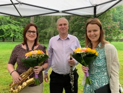 Pomníkové trio na odhalení pomníku E. Steffena